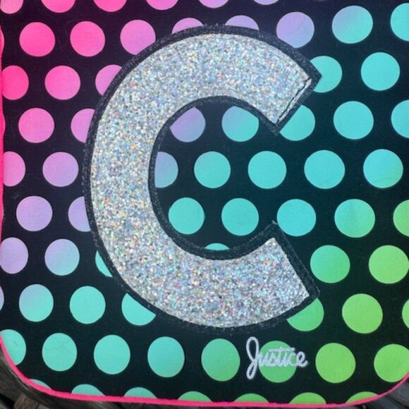 Justice Initial C Crossbody Purse Bag Polka Dots - Picture 2 of 6